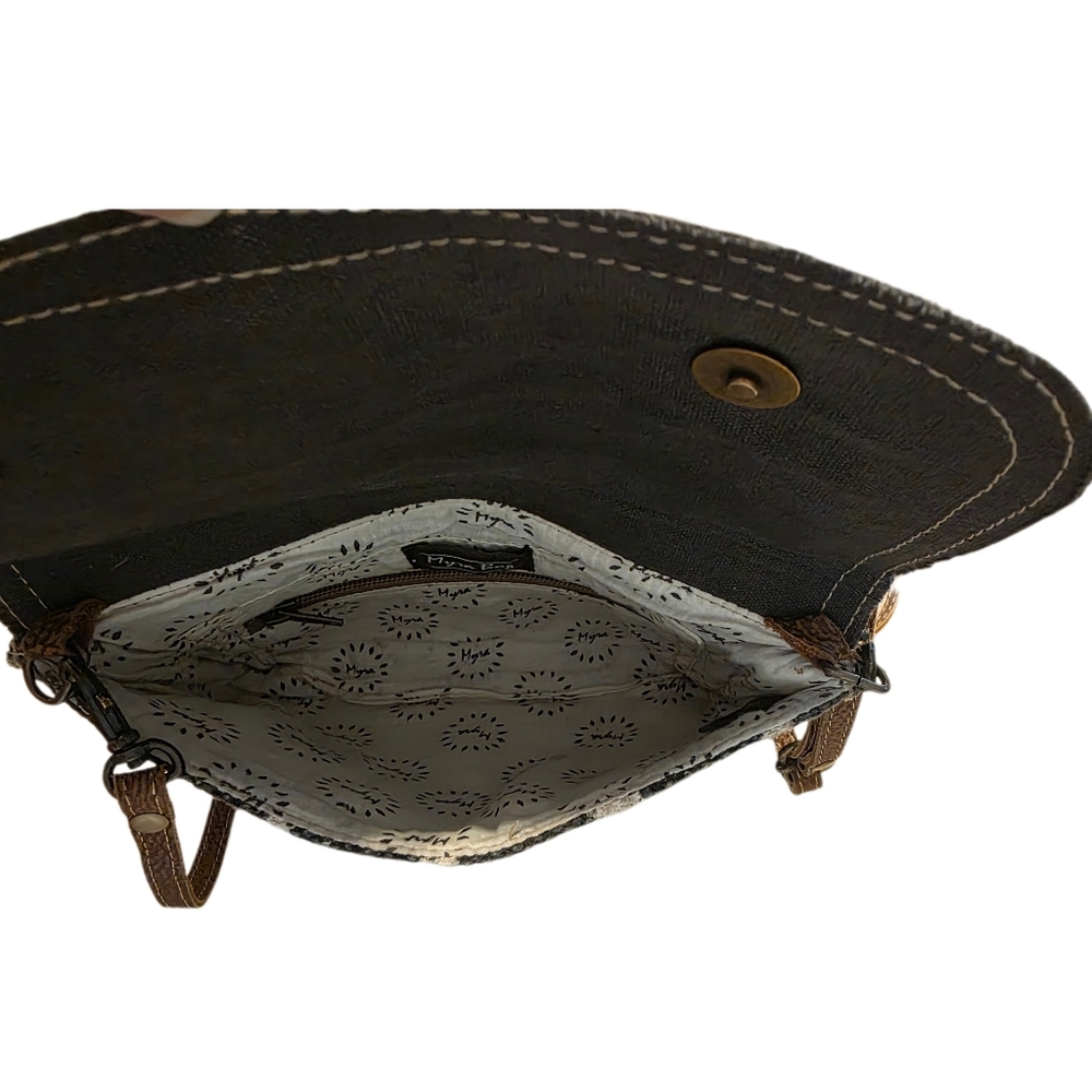 Myra canvas and cowhide small crossbody bag EUC - Picture 5 of 11